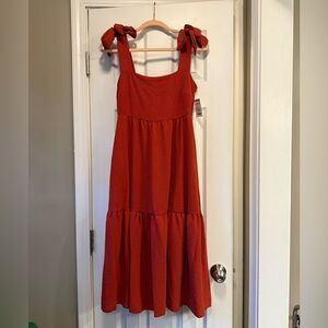 Burnt orange tiered dress